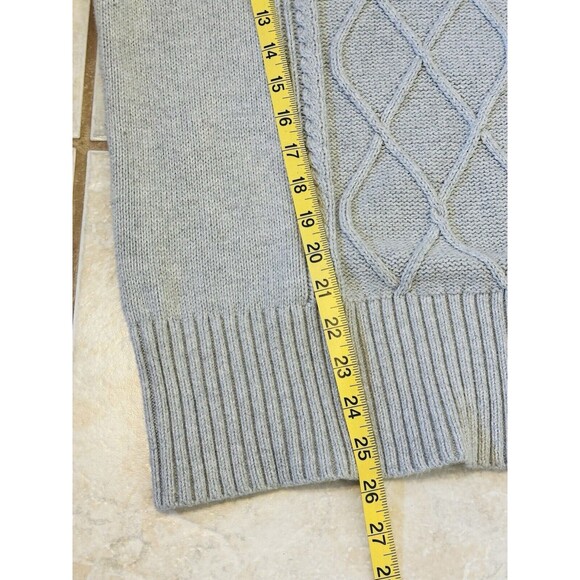 J. Crew Women Size L Mockneck Center Cable Knit Fisherman Sweater Winter Staple - Picture 8 of 11